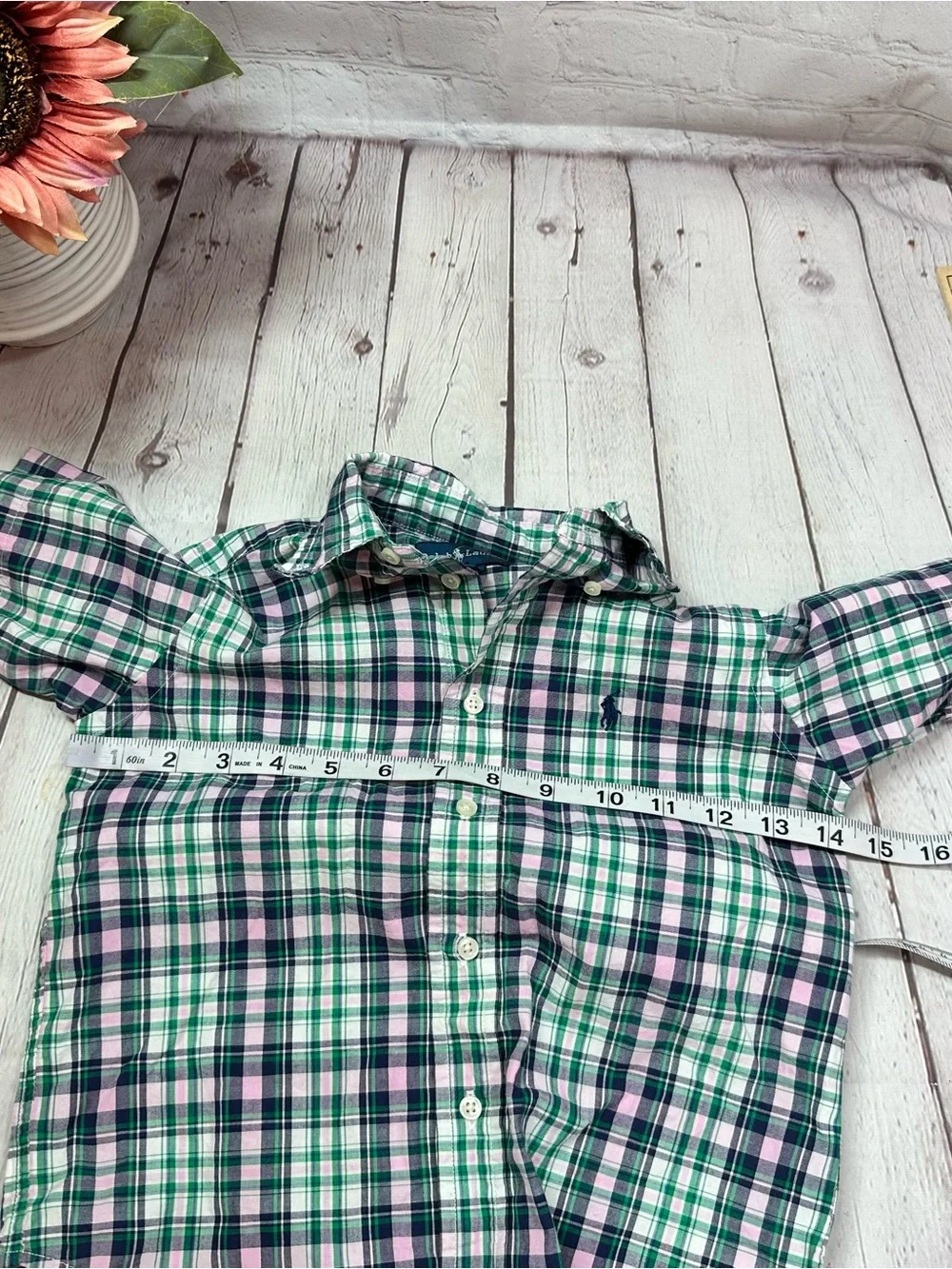Ralph Lauren RL Plaid Short-Sleeve Button up cotton Shirt boys 4 preppy spring